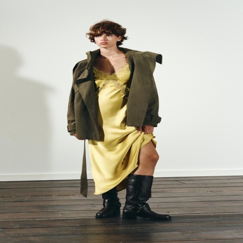 자라 레이스 새틴 미디 원피스 자몽 옐로우 4764203308 207854