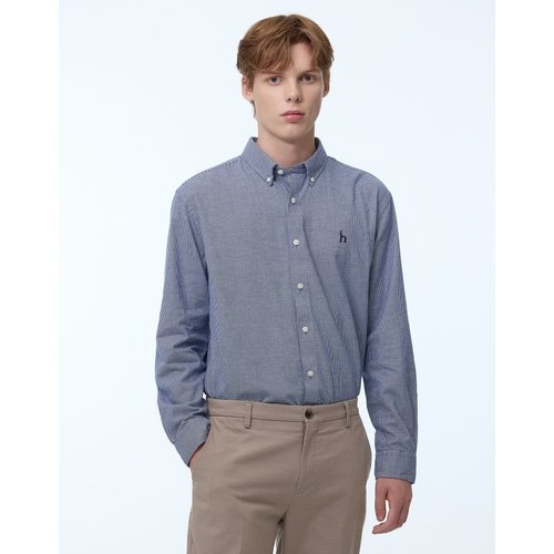 헤지스 남성 네이비 체크 면 긴팔캐주얼셔츠_WHSH4D402N2