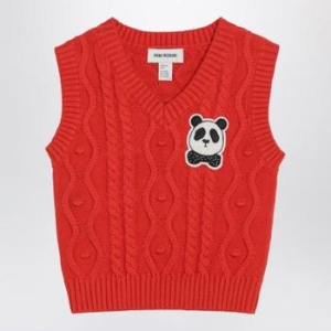 MINI RODINI Red Panda cable knit slipover 2572012442CO/XL_MIRO-42