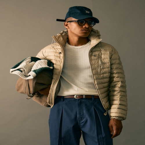 헤지스 남성 베이지 경량 구스다운_HZJU5F809I2