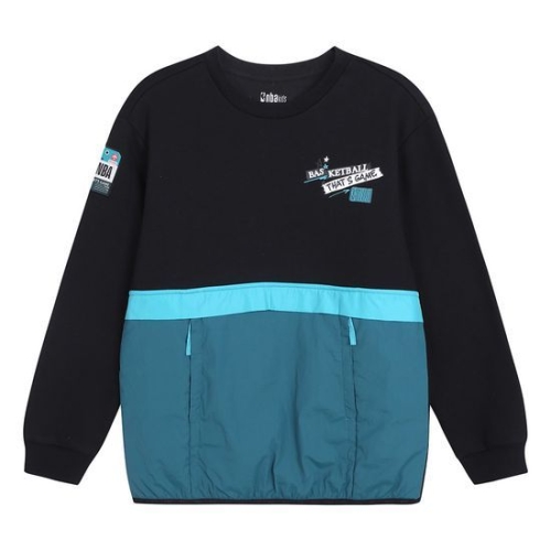 NBA-KIDS KIDS 컬러블럭 우븐 믹스 기모 맨투맨 K224TP030P/SET K224TS030P
