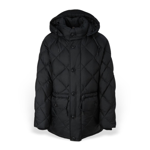 헤지스 남성 블랙 후드 탈착 카라코람 구스다운 패딩_HZJU5D504BK