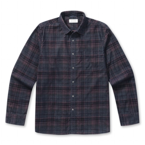 브렌우드 네이비 코듀로이 체크 캐주얼셔츠_BRSAW24421NYX