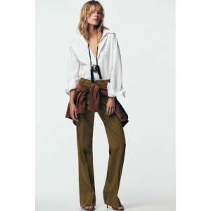 자라 JEANS Z1975 패치 포켓 하이 웨이스트 라임 그린 483127478