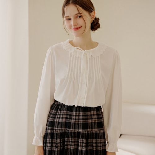 포커스 FOCUS 프릴카라 코듀로이 블라우스 PBBF5F1BL5231