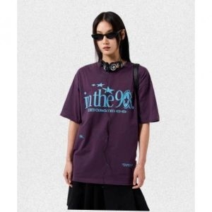 오드스튜디오 ODDSTUDIO 인 더 나인티스 그래픽 오버핏 티셔츠 DARK PURPLE OO5MURT110DP 13363