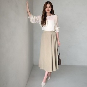 기타 패플 다잇템 다잇템 여성 베이직 에이라인 원컬러 롱스커트_22868777