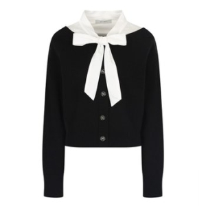 JJ지고트 셔츠 배색 타이넥 풀오버 니트 GP2P1PO211_DG