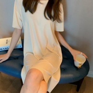 심플 쿨핏 베이직 반팔 원피스 WFK0YRU