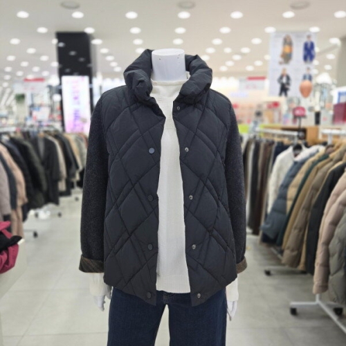 벨라디터치 울 배색 구스패딩 점퍼 V7D4DN21_GN