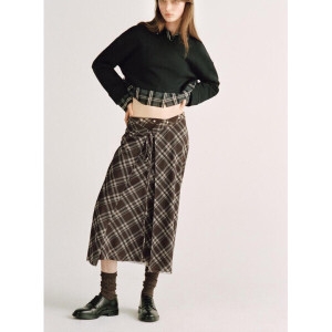 프렌치 하이웨스트 A라인 체크망사 롱미디스커트 285 5039285 5039