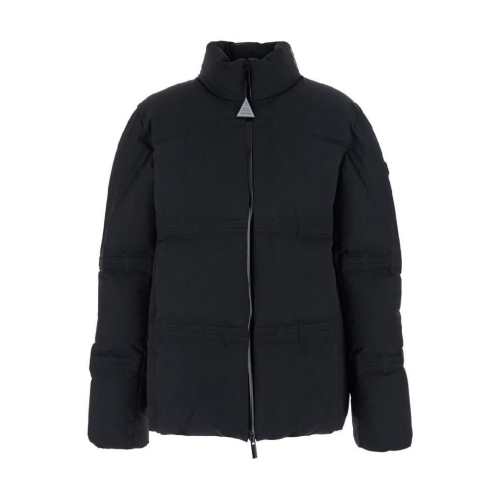 몽클레르 GENIUS Rally Black Down Jacket with Slogan Print on the Collar and L..