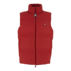 몽클레르 GENIUS Sparky Red Sleeveless Down Jacket with Slogan Print on the Co..