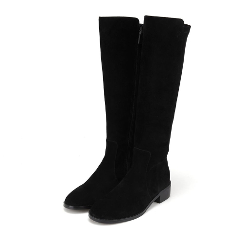 바바라 양가죽 스웨이드 여성 롱부츠 3cm_BBI839BK