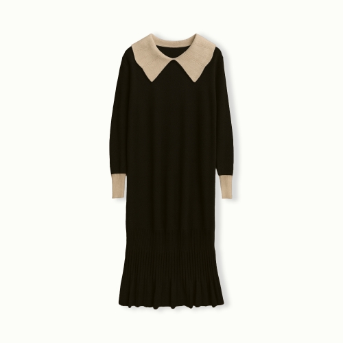 막스카라 플리츠 밑단 롱 니트 원피스_M53QKO415ME