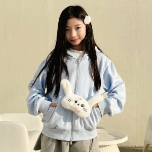 더데이걸 뽀송 래빗 귀달이 후드 집업 TGJM24T07_7358