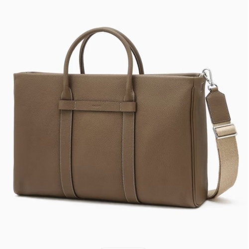 헤지스 베이지 단색 소가죽 서류가방 HJBA5F032I3