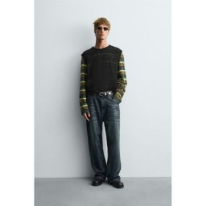 자라 컷워크 자수 니트 베스트 조끼 블랙 7140306800 818730