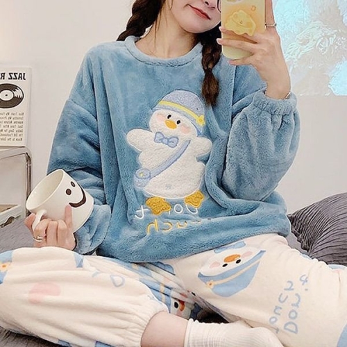 쉬블림로브 상의+하의 여성 극세사 패턴 수면잠옷 GWD0340