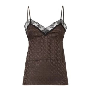 펜디 FF 자카드 실크 레이스 스파게티 탑 FS9753AUQG F1T6H