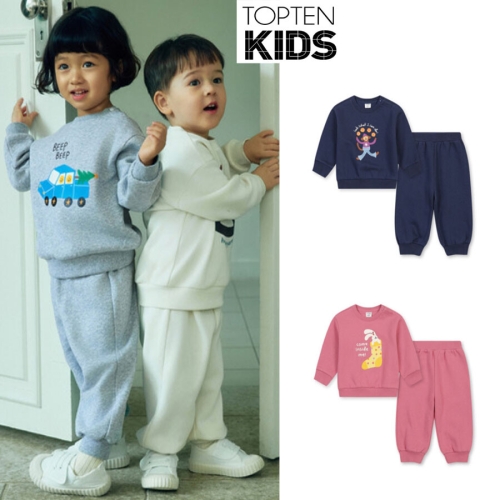 탑텐키즈 공용 유아 차윤아트 플리스 셋업 MKF4IP3303