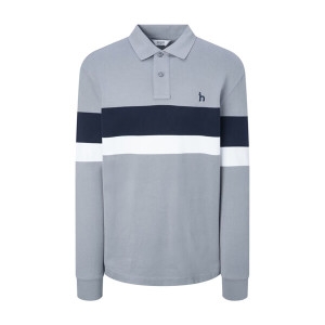 헤지스레이디스 그레이 컬러배색 면 긴팔카라티셔츠 WHTS4D533G2