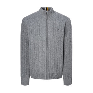 헤지스 남성 짜임 울혼방 집업니트 WHSW4D328G2