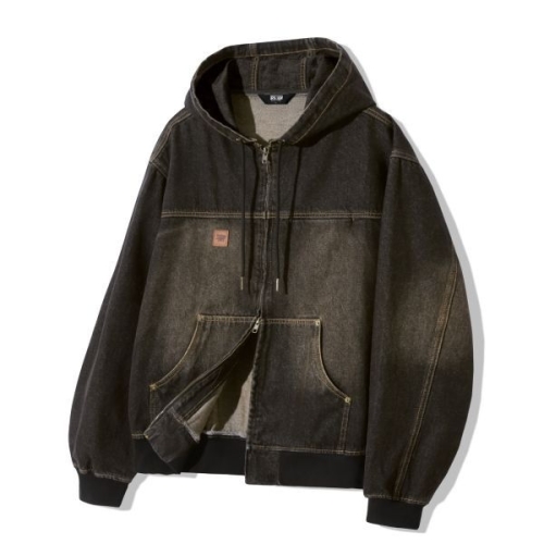 트릴리온 TRILLION 패션플래닛 PICK 워싱 데님 워크 후드 집업_옐로우 블랙 719330