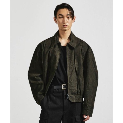 엘무드 LMOOD 커브드 밸리 크랙 워시드 블루종 자켓 버닝 블랙 L4AO0014BK 165351