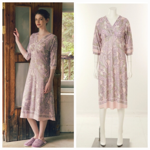 비너스 선물용,여행용 구김이없고 스판성이 좋은 여성스럽고 우아한 페이즐리 컵달린원피스VGN3988