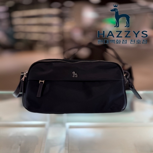 헤지스 단색 나일론 크로스백_HJBA5F720BK