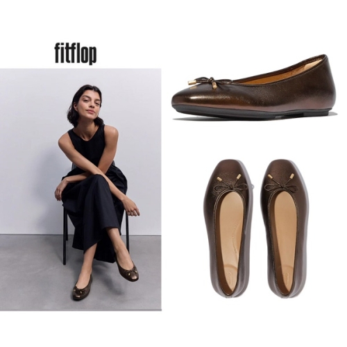 핏플랍 여성 델리카토 리본 소프트 메탈릭 레더 발레리나 플랫슈즈_FT59K2M11D