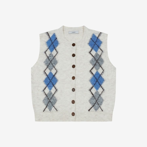 이사베이 아가일 라운드넥 버튼 니트 베스트 VLVCY2985