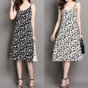 러블리 플로럴프린트 무늬 이지 민소매 A핏 여친룩 데일리원피스룩 WFJT7NI