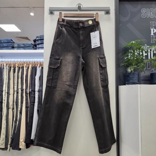 리트머스 HC12 기모밴딩카고 세미와이드 데님팬츠 기모밴딩카고 세미와이드 데님팬츠 LP9DU967-076