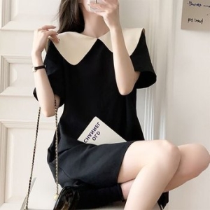 올데이 걸 러블리 트리밍 빅카라 강조예쁜 다크 롱드레스 WFJT90W