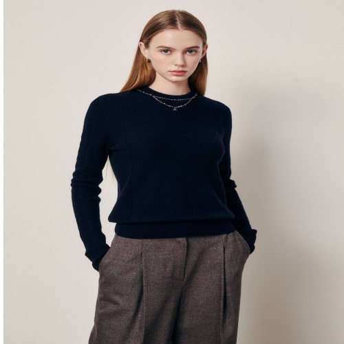 지고트 JR9A1PO286 소프트 울 라운드넥 체인 니트