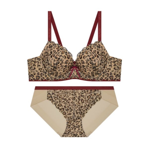 게스언더웨어 섹시 레오파드 볼륨 코르셋 브라 햄핀티 세트