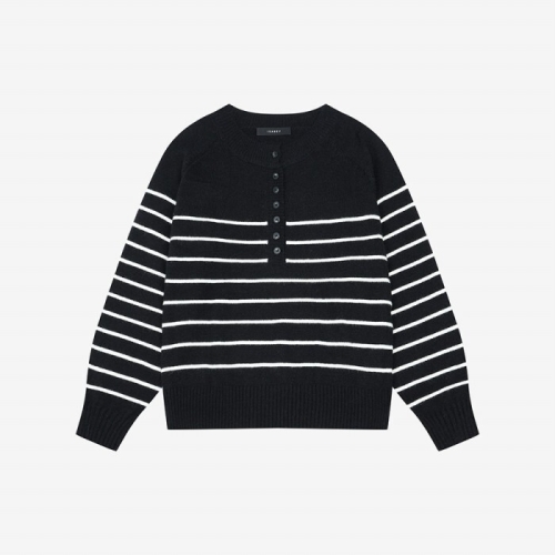 이사베이 헨리넥 단추 스트라이프 니트 풀오버 VLUCX2967