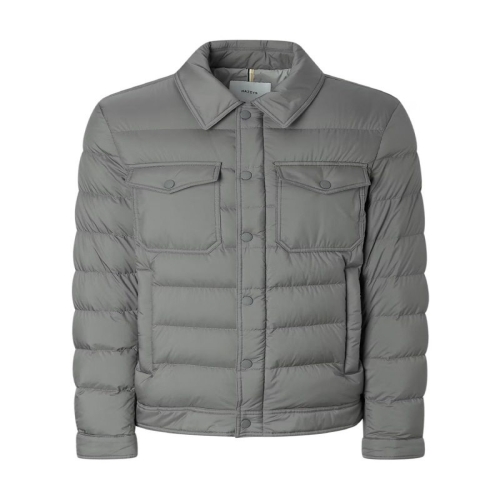 헤지스 남성 그레이 경량 구스다운 패딩 트러커_HZJU5D682G2