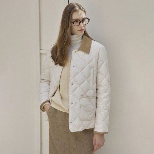 더아이잗 퀼팅 코듀로이 칼라 덕 다운 패딩점퍼 IRAM2PD731