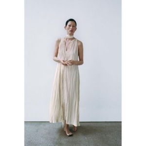 자라 우먼 ZW 컬렉션 플로잉 CRINKLE-이펙트 드레스 원피스 베이지 10981211