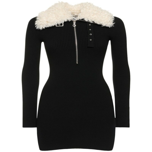 코페르니 B0060488230 지퍼 울 니트 롱 슬리브 미니 드레스