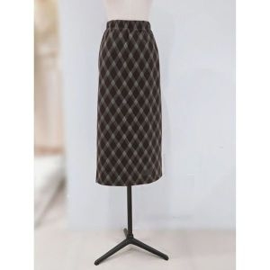 스위트숲 타탄체크 밴딩 H라인 미디 스커트 SBASR3335495319