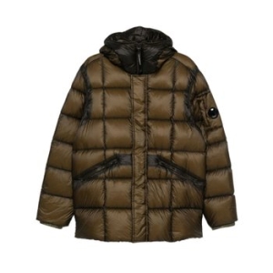 CP컴퍼니 남성 DD쉘 롱 후디드 다운 자켓 카키_19CMOW182A110416A683