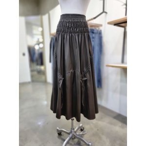 Ab.f.z ABFZ2컬러허리셔링 리본 레더 롱 스커트 ABZ4HS37
