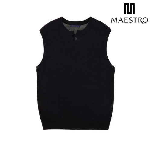 마에스트로 다크네이비 울혼방 니트 베스트 MASW5C022N3
