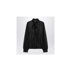 막스마라 Pianoforte Black silk chiffon blouse with stripes SCAFATISI/XL_MAXMP..