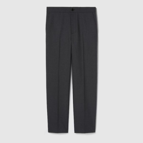 구찌 남자 울 블렌드 트윌 팬츠 로고 다크 그레이 826573Z7AOQ1205