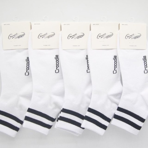 남성 중목 양말 흰색 5켤레 WFK7HVI